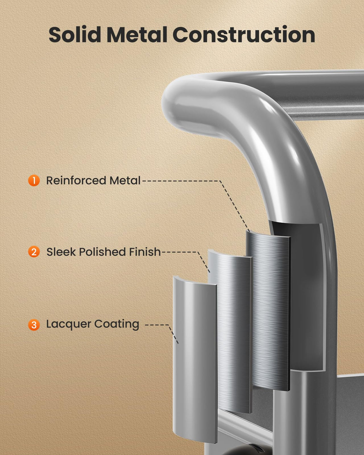 Pipishell 3 Tier Mesh Utility Cart, Rolling Metal Organization Cart with Handle and Lockable Wheels, Multifunctional Storage Shelves for Kitchen Living Room Office Grey Pipishell