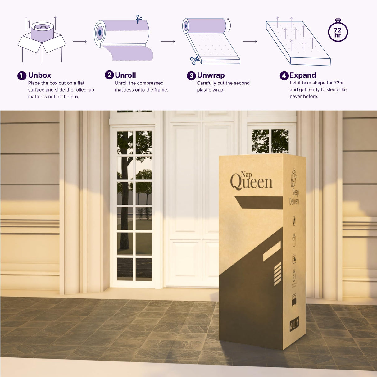 NapQueen 8 Inch Innerspring Twin Size Medium Firm Memory Foam Mattress, Bed in a Box, White NapQueen