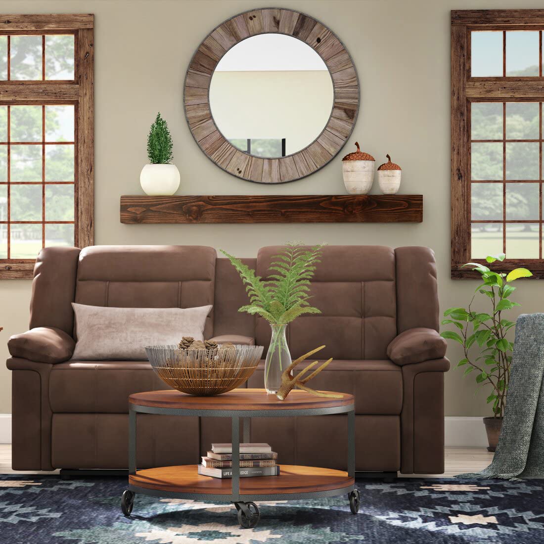 JOLLYMER Floating Wood Mantel Shelf,Rustic Fireplace Mantel Decor,Farmhouse Shelf (48" W x 6" D x 6" H) JOLLYMER