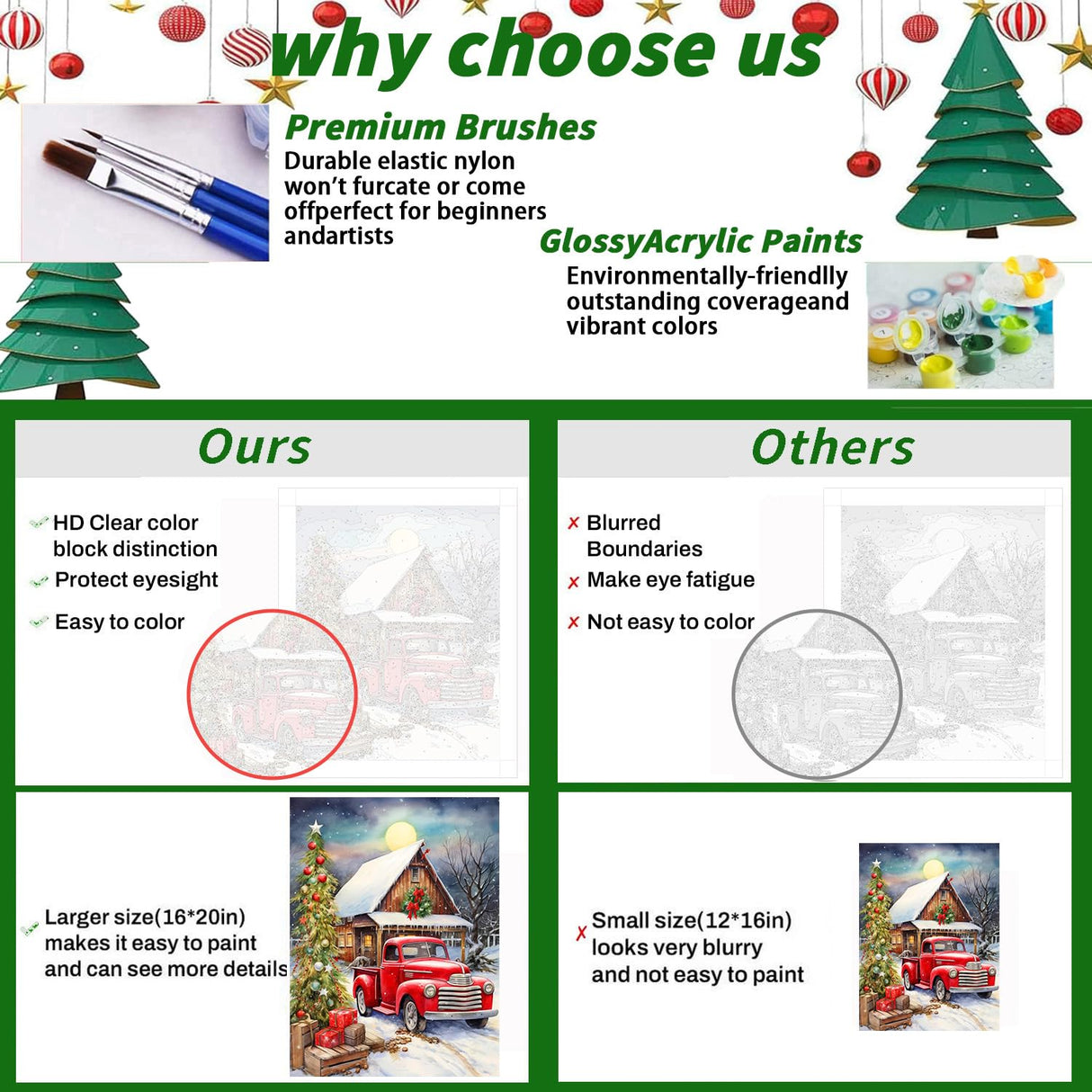 WEMEON Christmas Paint by Numbers Kit for Adults- Red Truck Adult Paint by Number Kits on Canvas Arts Crafts for Adults(16 x 20 Inch) WEMEON