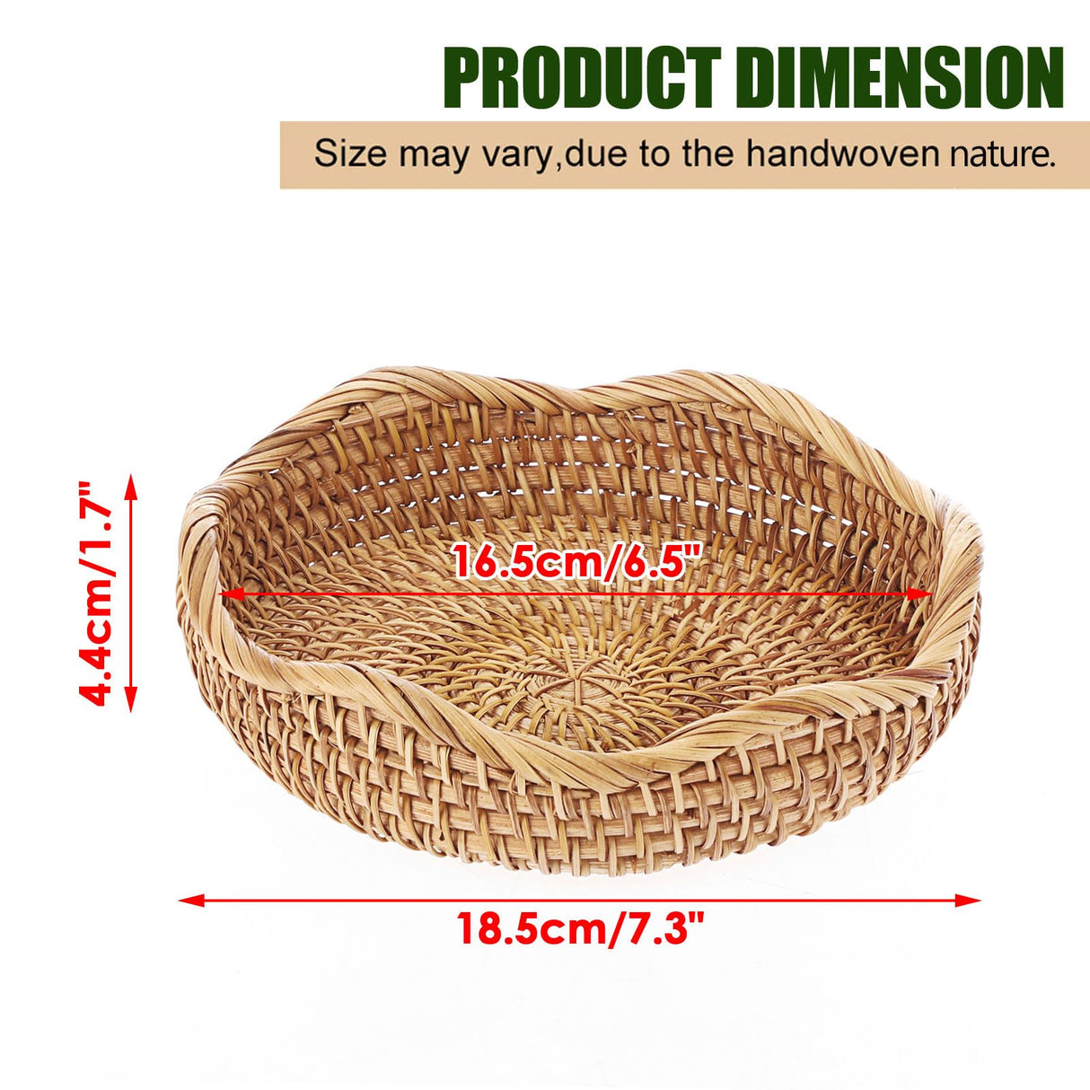Hipiwe Round Key Basket Bowl for Entryway 7.3" Natural Rattan Fruit Bowl Woven Wicker Basket Serving Tray Rattan Organizer Basket Decorative Baskets for Kitchen Counter Bedside Living Room Hipiwe