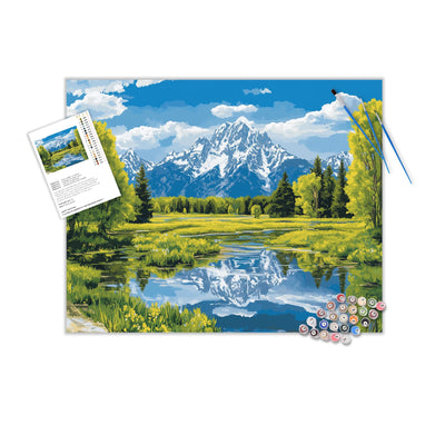 ARNLRDYA Grand Teton Paint by Numbers for Adults, Mountain Forest National Park Paint by Number Kits, Lake Scenery Acrylic Painting on Canvas for Gift Home Decor(20x16inches,No Frame)