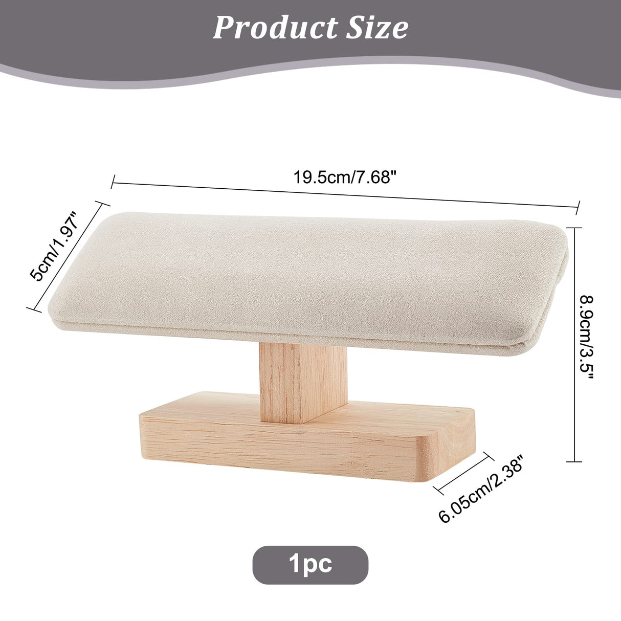 NBEADS Wooden Watch Display Stand, T-Bar Bracelet Holder Faux Suede Jewelry Organizer Holder Removable Bangle Pendants Anklet Tower Rack for Home Use, Retail Display Selling Gainsboro, 7.6x1.9x3.5inch NBEADS