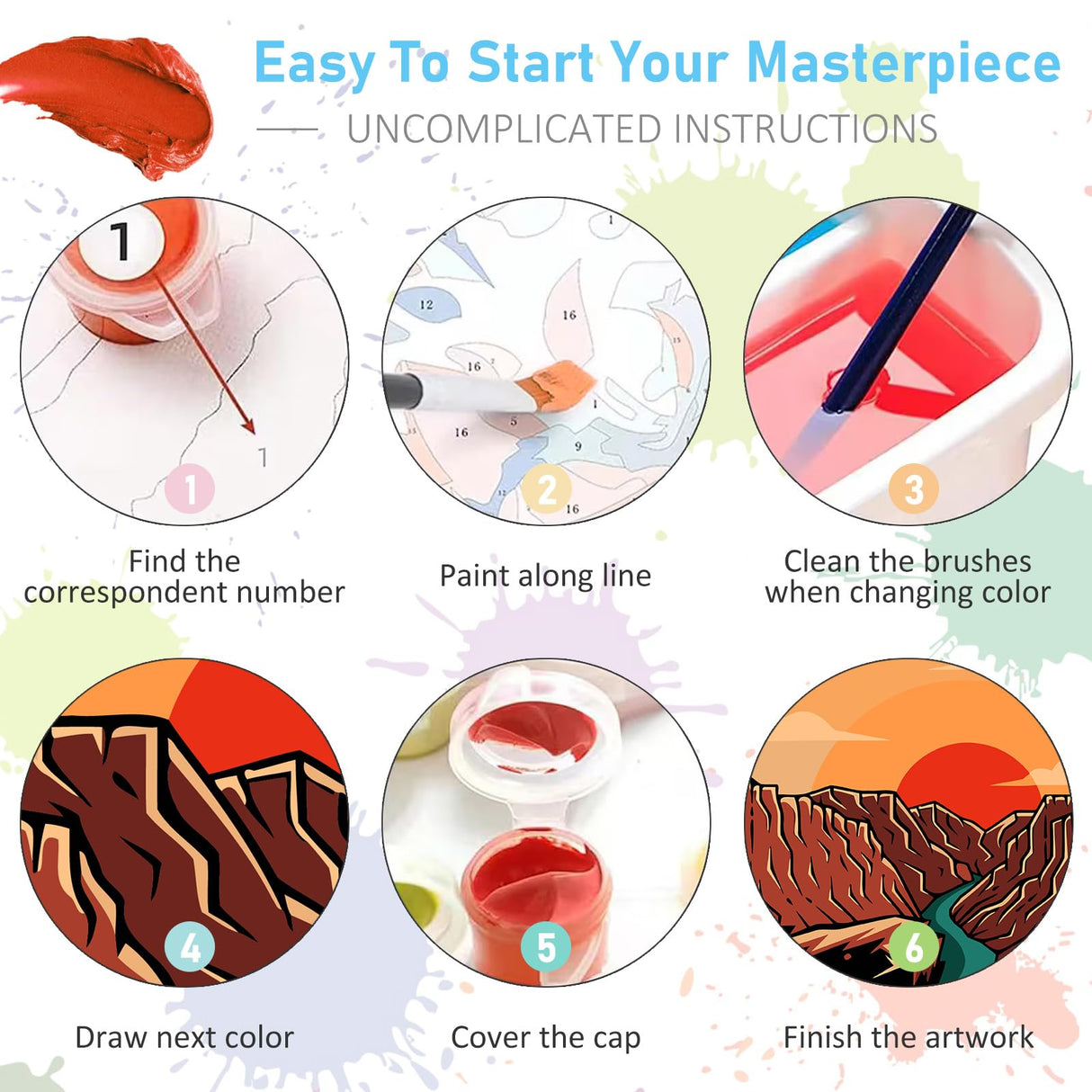 6 Pack Paint by Numbers Kit for Adults Beginners - 10x14 Inch National Park Adult Paint by Number Kits on Canvas, DIY Acrylic Oil Number Painting Kits for Adults, Perfect for Gift Home Decor Offito