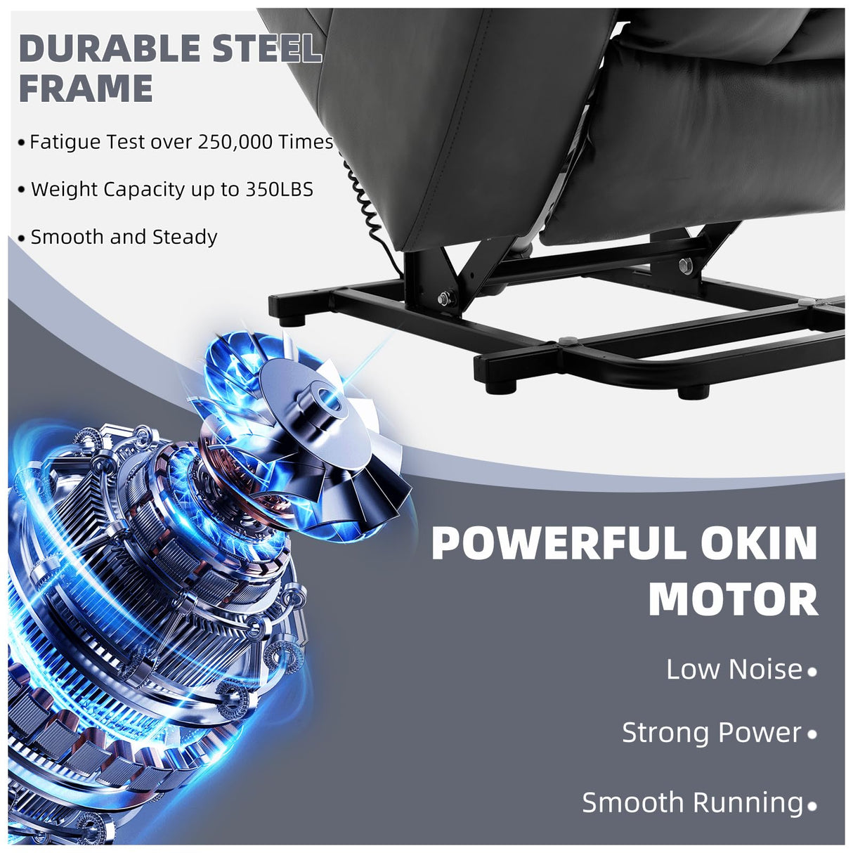 RESTREAL Power Lift Recliner Chair for Elderly, Electric Recliner Chairs for Adults with Massage and Heat, Cup Holders, Remote Control, USB Ports, Side Pockets, Leather (Black) RESTREAL