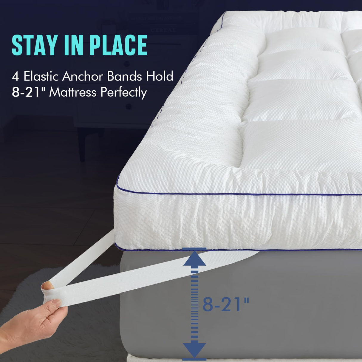 Queen Size Mattress Topper, Shredded Memory Foam Filling, 1800 GSM Mattress Pad Cover, Soft Bed Topper for Back Pain,Plush Foam Filled Pillow Top,60"x80" INSPIRE CRAFTER