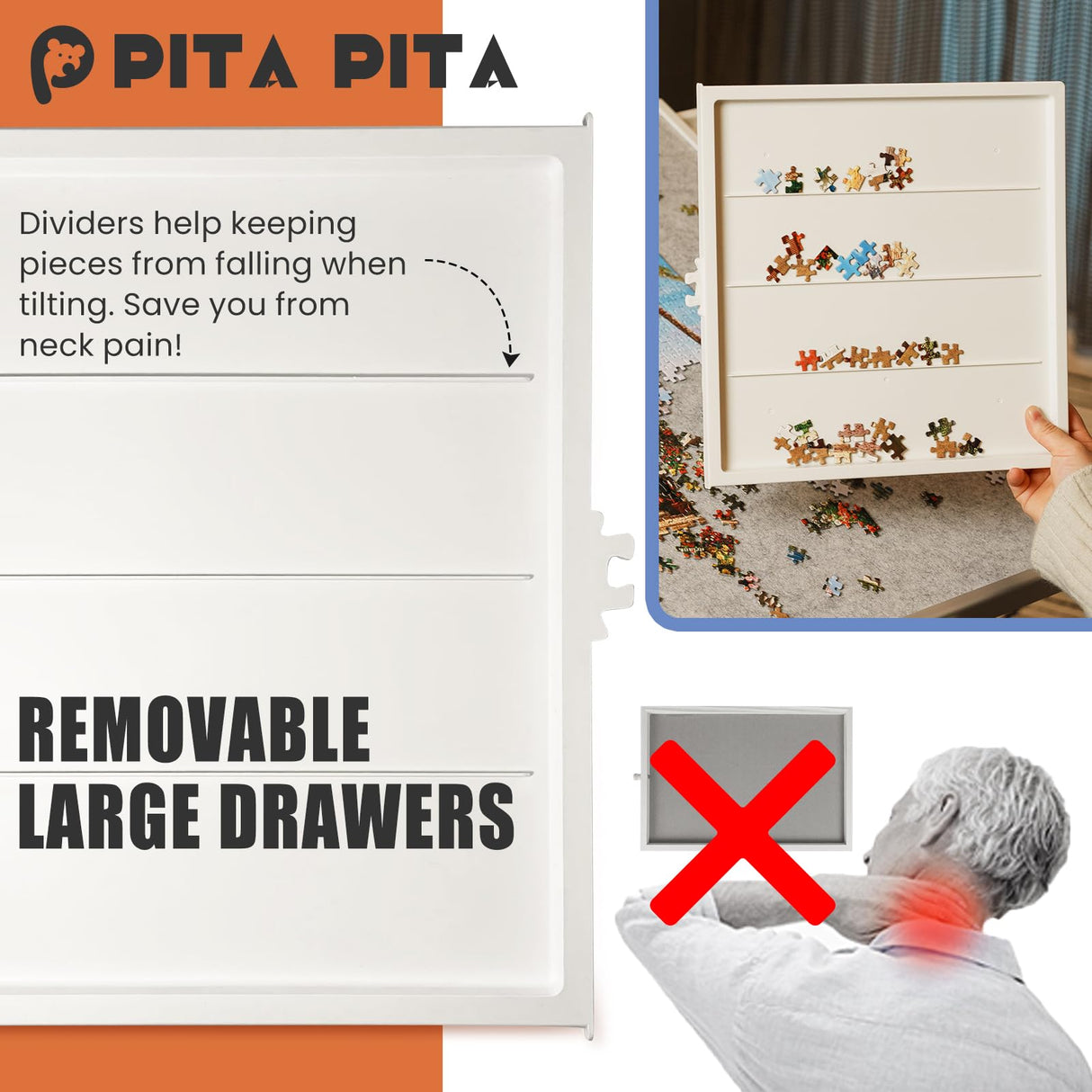 1500 Pieces Rotating Puzzle Board with Drawers and Cover, Dual-Sided 35âx27âPortable Jigsaw Puzzle Table,Tilt&Lazy Susan,Gift for mom Adults pita-pita