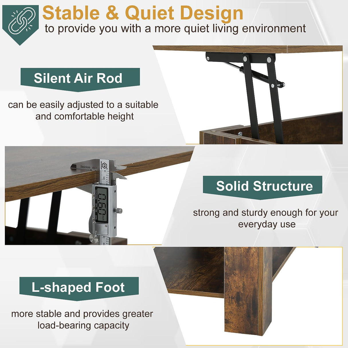 PayLessHere Coffee Table Lift Top Coffee Tables with Hidden Compartment and Storage Shelf Wooden Lift Tabletop Dining Table for Living Room Home (Brown, 39" D x 28" W x 24" H) PayLessHere