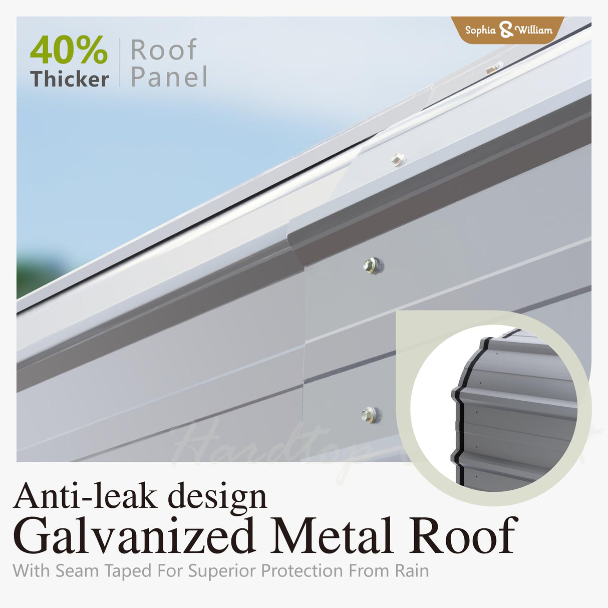 Sophia & William Carport Car Port Metal Canopy 10x15 ft Heavy Duty for Snow, Portable Garage Kit Shed Tent Shelter Metal Frame All Weather Outdoor for Boat with Anti-Leak Seam Taped, Dark Grey Sophia & William