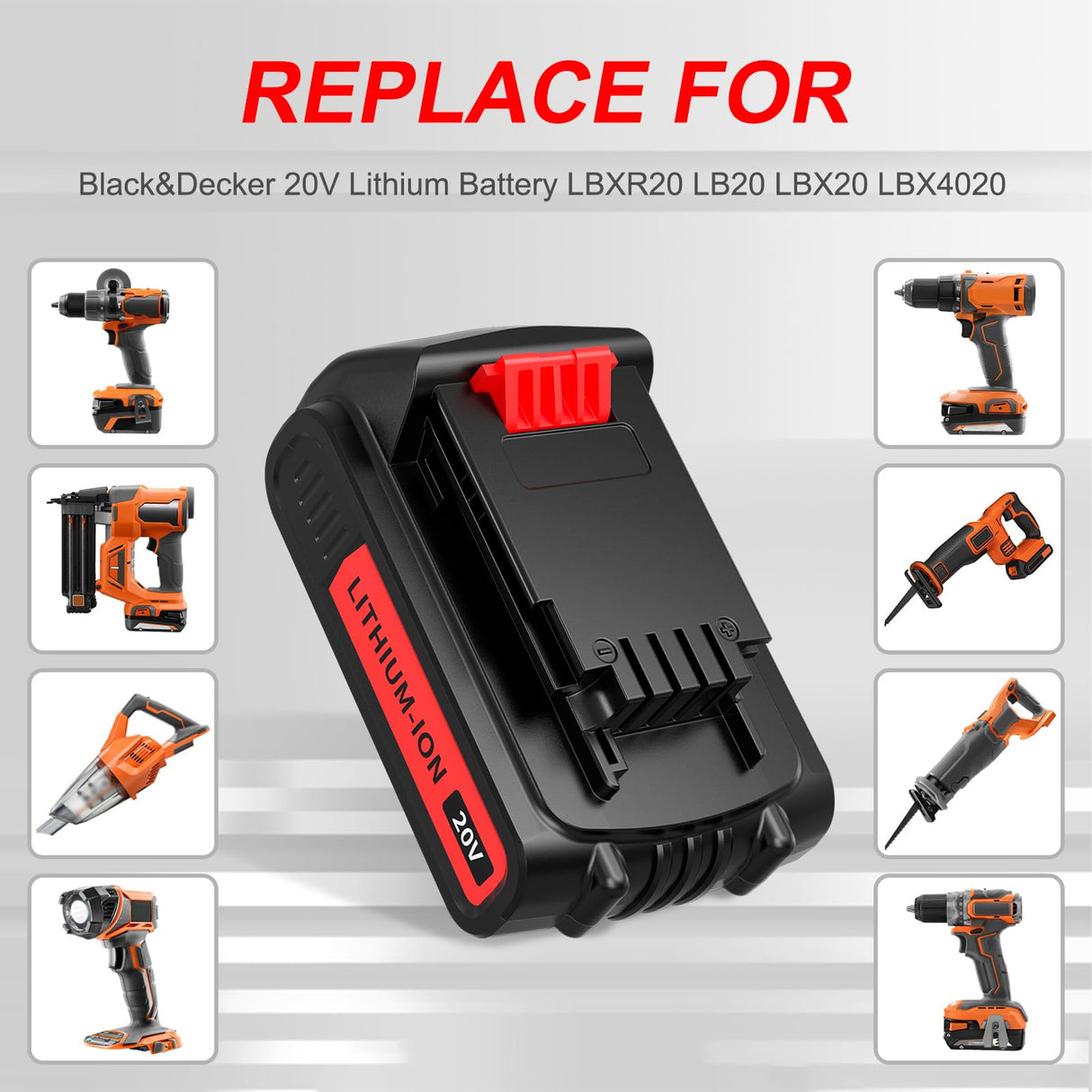 POWTREE LBXR20 20V 3.8Ah Replacement for Black and Decker 20V Max Lithium Battery LB20 LBX20 LBXR2020-OPE LBX4020 Cordless Tools Battery with 20V Black and Decker Battery Charger POWTREE