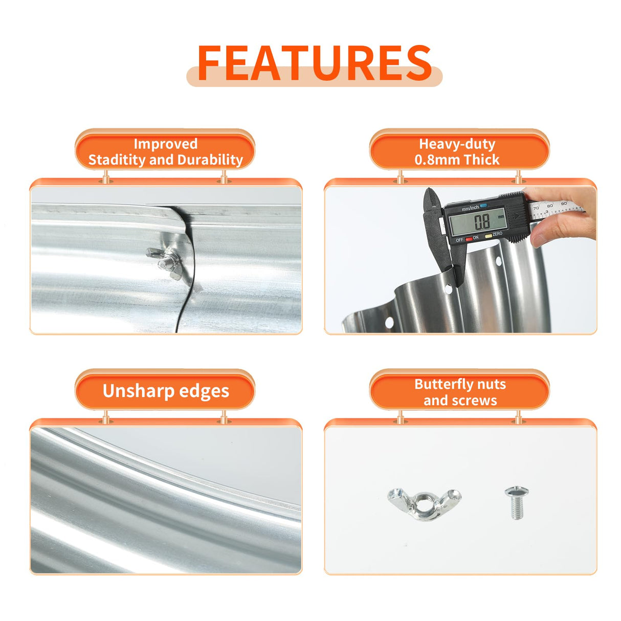 YSEJOMP 48 Inch Round Galvanized Fire Pit Ring/Fire Ring - Foldable and Perfect for Outdoor Gatherings and Campfires in The Yard/Garden/Park/Beach (4 FT Diameter, Silver) YSEJOMP