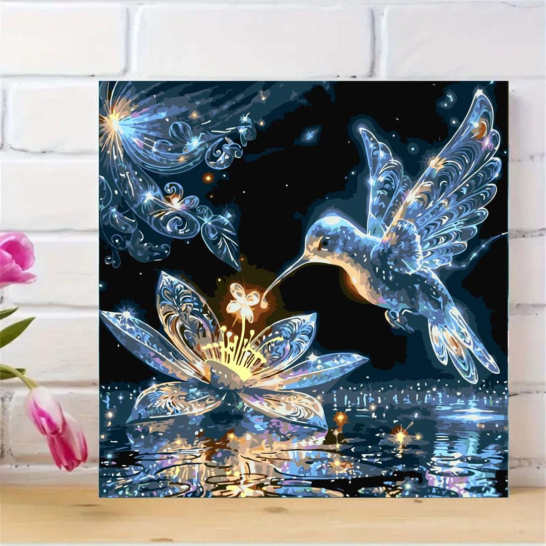 SHICERNHJ DIY Hummingbird Paint by Numbers Kit for Adults Beginner,Birds Flowers Paint by Number Kits for Adults, Acrylic Paint by Number On Canvas for Home Wall Decor 16 X 16 Inch SHICERNHJ