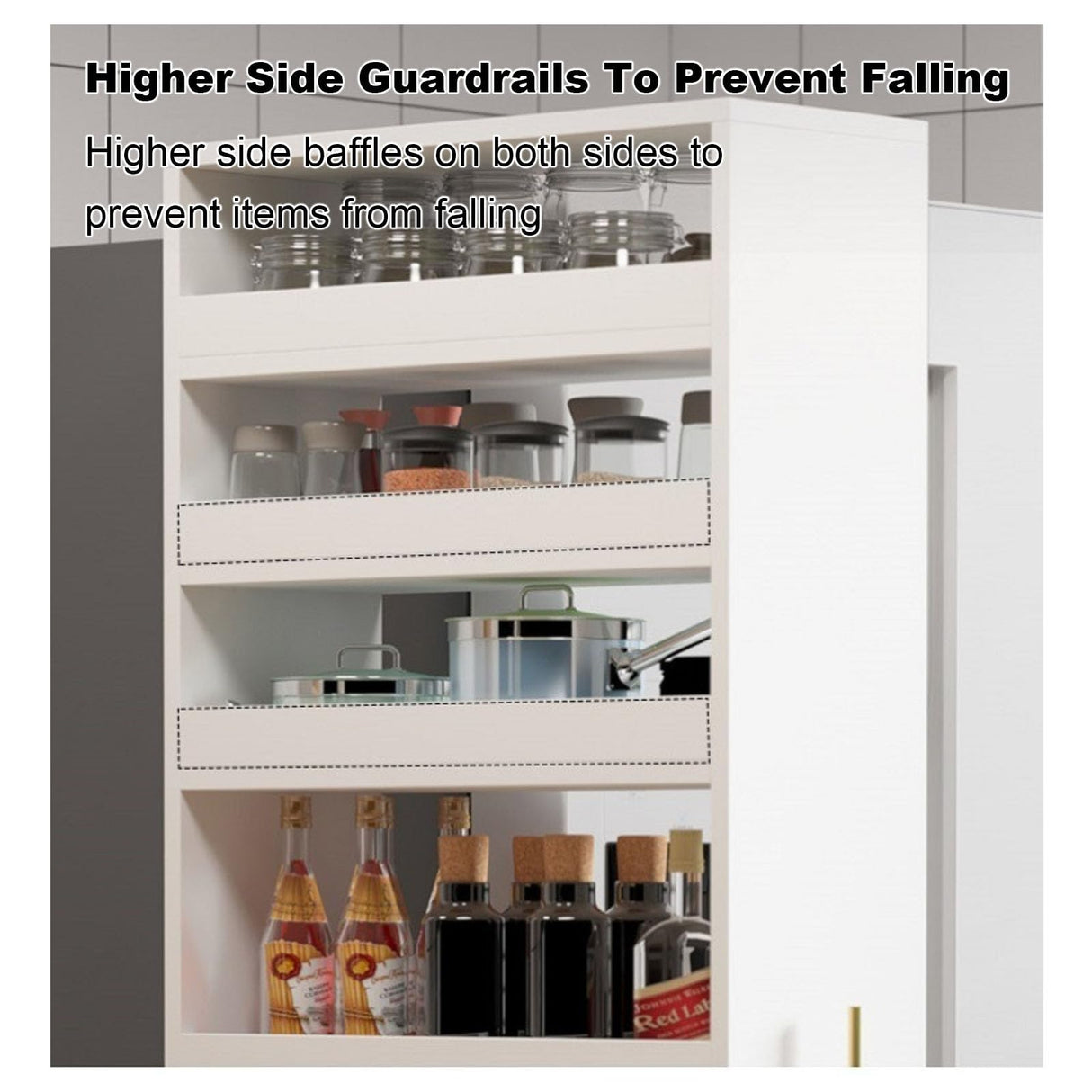 WEIDPHL Light walnut,Large, Slim Storage Cart, Kitchen Rolling Cart, Narrow Storage Cabinet with Handle & Wheels, Wood Spice Rack Next to Fridge, Pantry Shelf for Kitchen, Small Spaces WEIDPHL