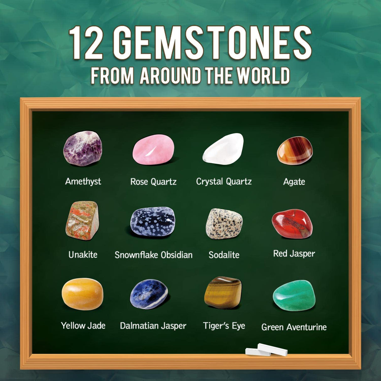 Byncceh Gemstone Dig Kit - Dig up 12 Real Gems, Mineral & Rock Collection Gemstones and Crystals Excavation Kit for Kids STEM Toys Science Educational Birthday Gifts for Boys & Girls Byncceh