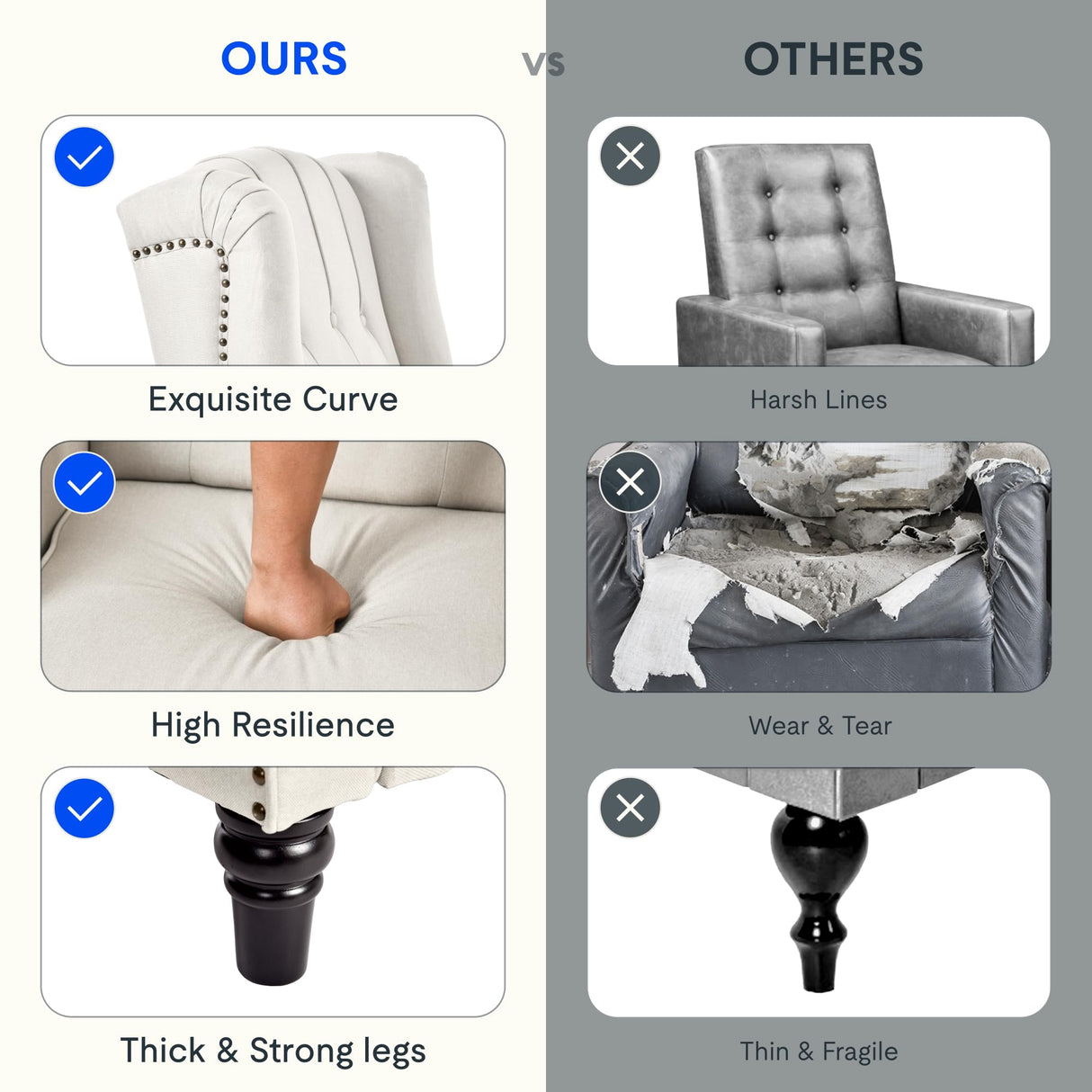 FLEXISPOT XC5 Pushback Recliner Chair for Adults, Mid Century Wingback Accent Chair with Rivet Decoration, Tufted Upholstered Single Sofa Armchair for Living Room, Bedroom, Study (PU, Brown) FLEXISPOT