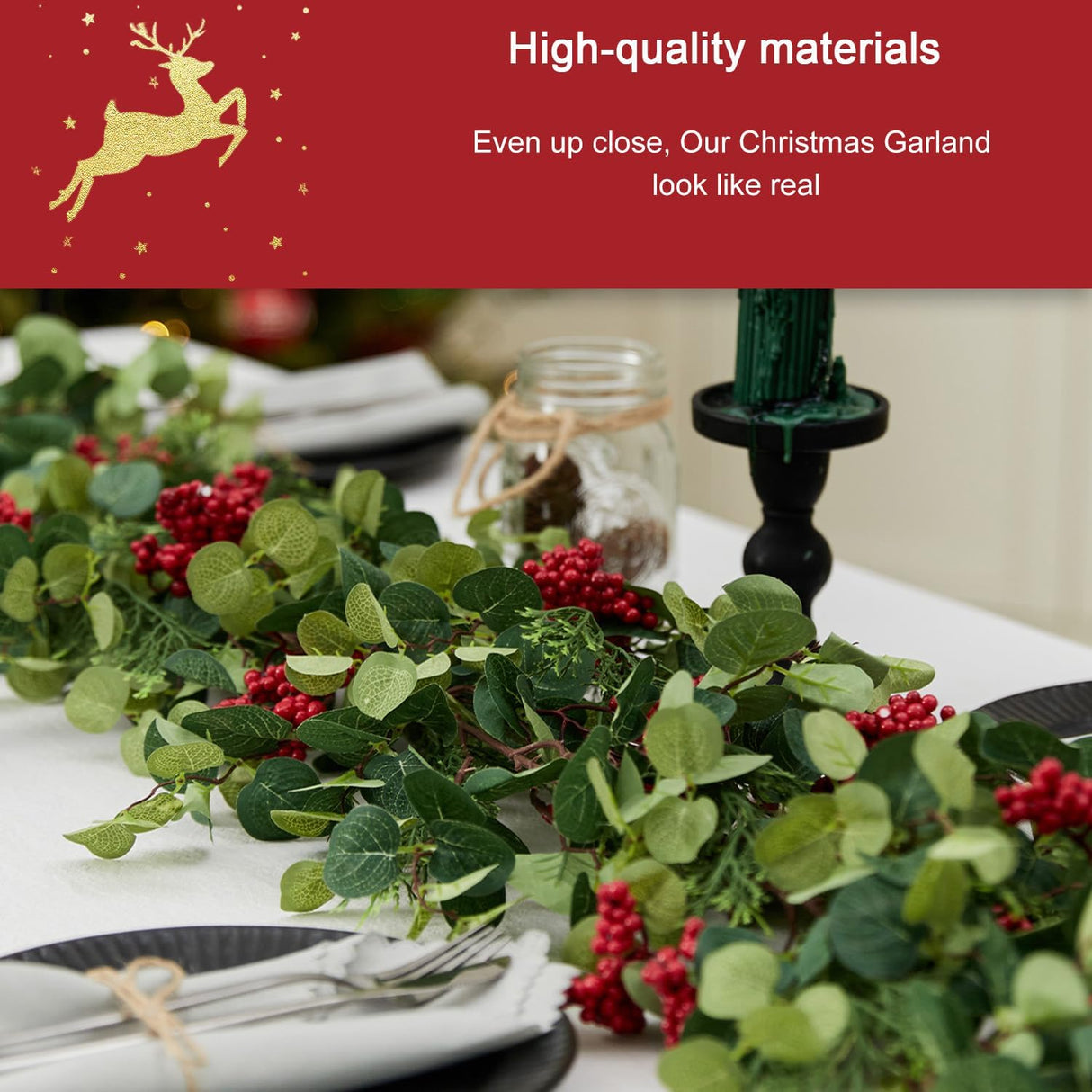 6.3FT Christmas 144 Branch Tips Cedar Garlands, Anna's Whimsy Seasonal Artificial Pine Cypress Greenery Garland, Christmas Decorations Holiday Indoor Outdoor Christmas Decor Winter Pine Garland Anna's Whimsy