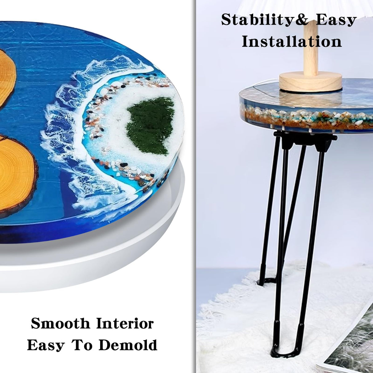 19.7 Inch Resin Table Molds,Extra Large Round Silicone Molds for Epoxy Resin with 3 Pcs Table Legs,for River Table, Coffee Table, DIY Cutting Board, Resin Art,Home Decoration SIMEIQI