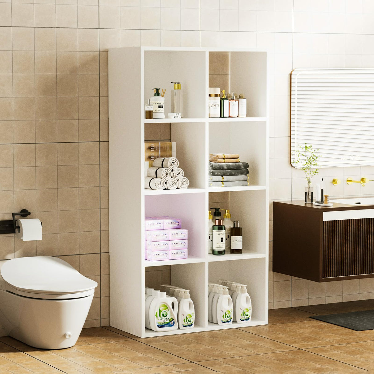 COMHOMA 8 Wood Cube Storage Organizer with Open Back and Removable Back Panels, 11In White Cube Storage Bookshelf, Cubicle Shelf Bookcase for Home Office Bedroom Living Room, Vertical or Horizontal COMHOMA