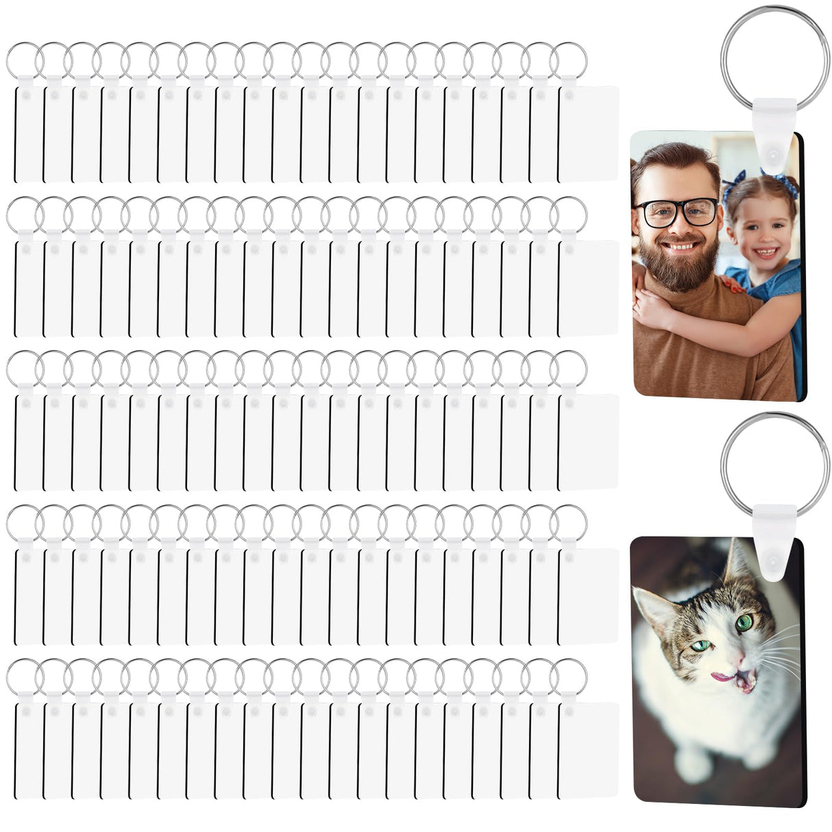 300 Pcs Sublimation Keychain Blanks Bulk Double Side Heat Transfer Sublimation MDF Blank Set with Keychain Rings & Jump Rings,Heat Transfer Keychain Blank Board for DIY Crafts(Rectangle) Guiqulai