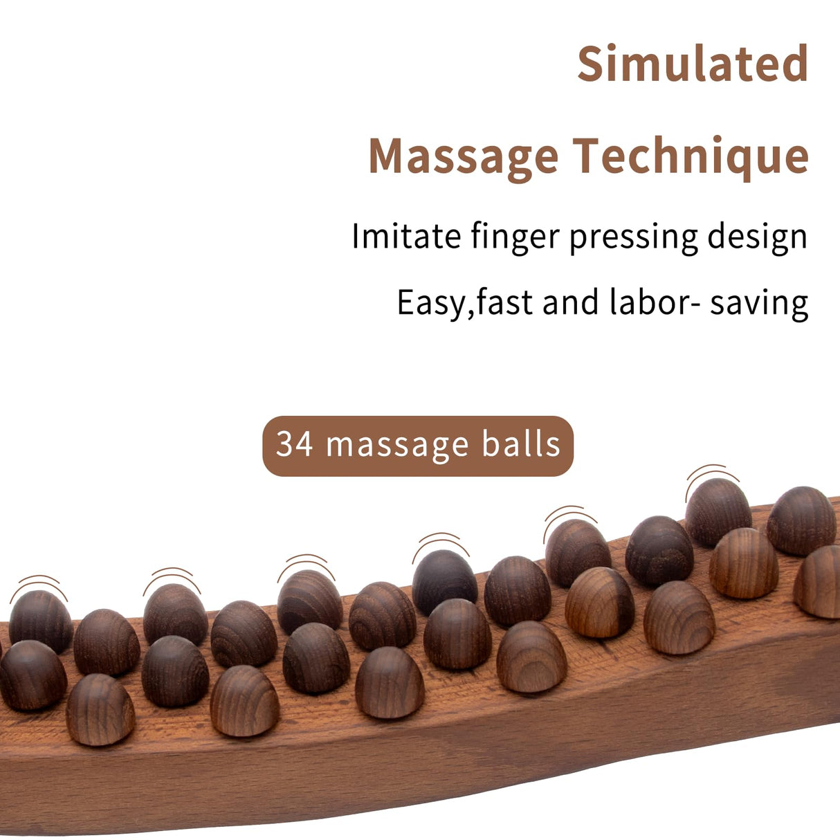 Goodtar Guasha Wood Stick Tools Wooden Therapy Scraping Lymphatic Drainage Massager, Double Row 34 Beads Point Treatment Gua Sha Tools for Back Leg, Anti-Cellulite and Pain Relief(Two Row,34 Beads) Goodtar