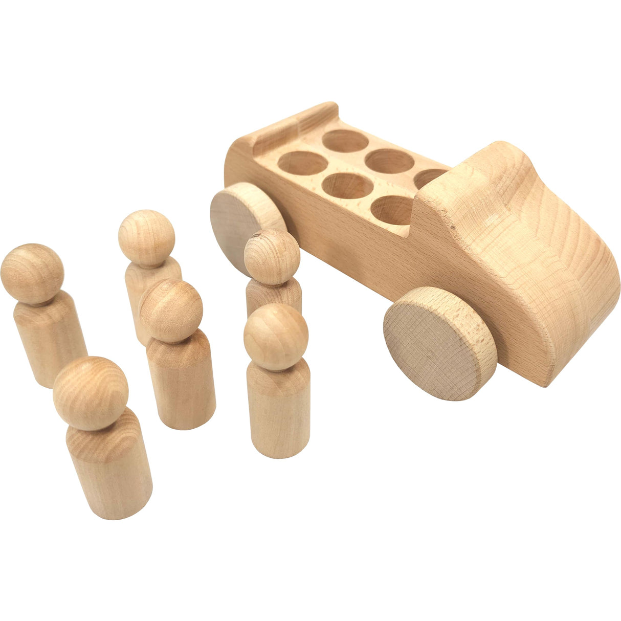 Adventure Awaits Large Wooden Toy Car Unpainted Unfinished with Removable Figures | Montessori Arts Craft Activity Adventure Awaits!