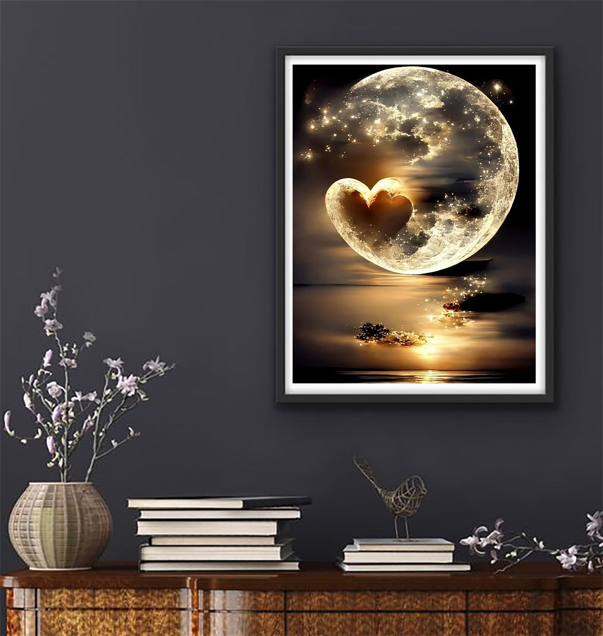 NDNXYXGS DIY Moonlight Diamond Art Kits for Adults,5D Moon Diamond Painting Kit for Beginner,Full Round Gem Art Paint by Diamond for Home Wall Decor,Gift for Woman.(Moonlight) NDNXYXGS