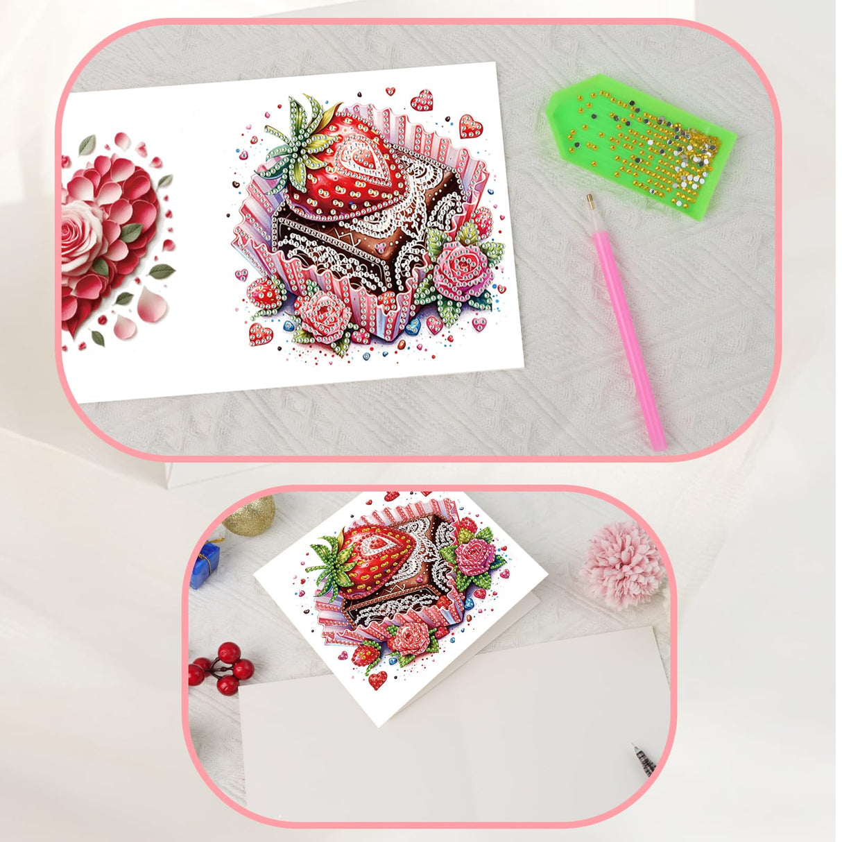 JISHSHAY 6 PCS Diamond Art Greeting Cards Dessert Diamond Painting Birthday Cards Food Gem Art Gem Painting Mosaic Kits for Adults for Thanksgiving Anniversary Valentine Graduation All-Occasion JISHSHAY