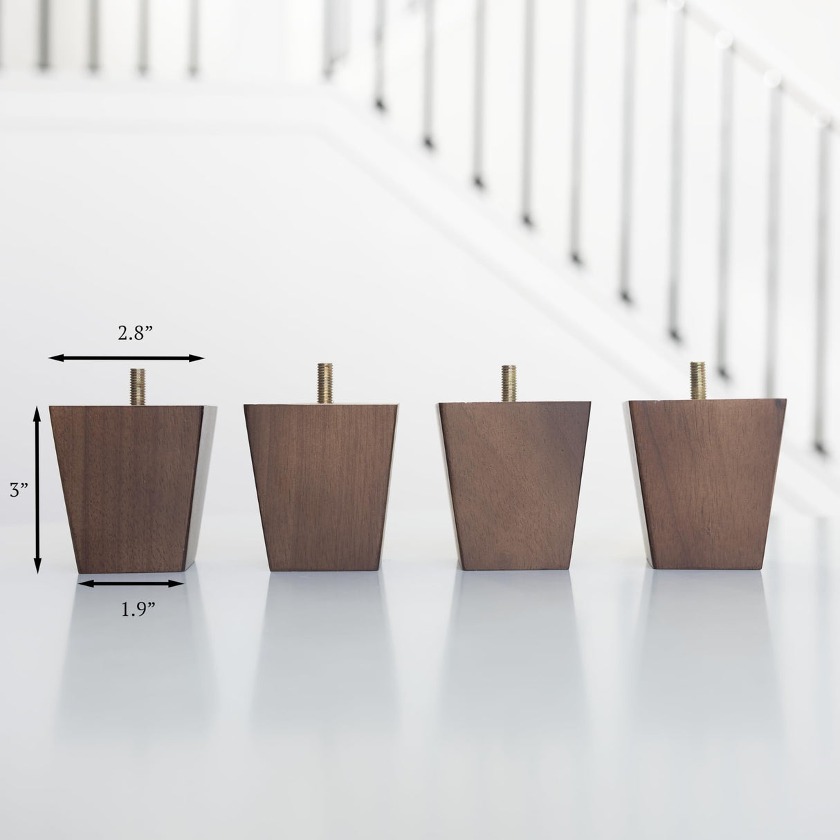 Airy Abode Walnut Brown Square Furniture Legs Set of 4 - Pick Your Size and Color Airy Abode