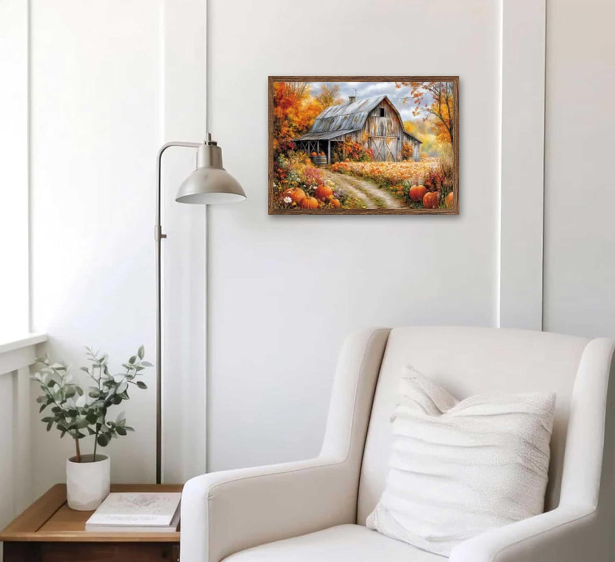 Autumn Barn Paint by Number Kit, 12x16inch Rustic Fall Harvest Scene DIY Painting for Adults and Kids, Art Craft Supplies Generic