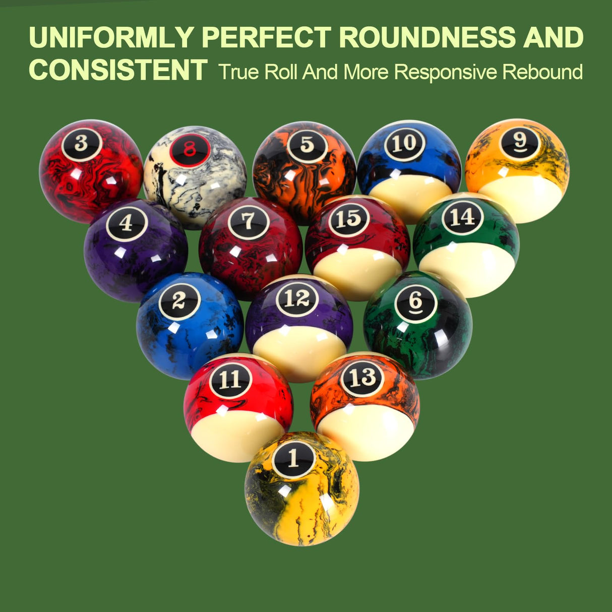 Zovcsxn Billiard Balls Pool Balls Billiard Set Marble-Swirl Style 2-1/4" Regulation Size 16 Pool Balls Billiard Set Pool Table Accessories Zovcsxn
