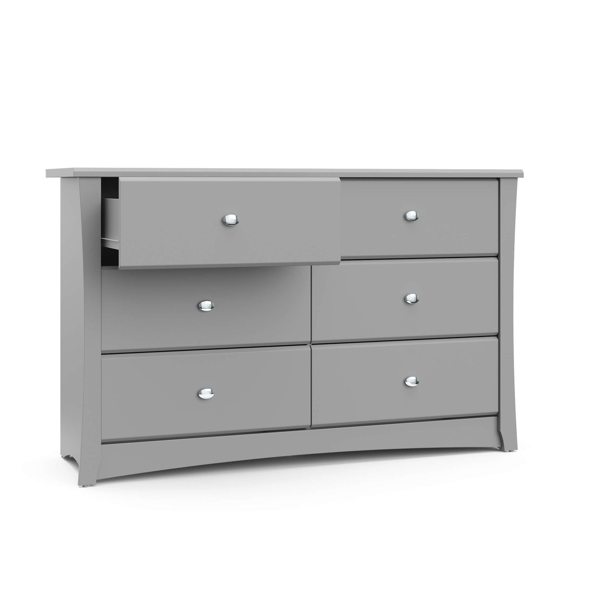 Storkcraft Crescent 6-Drawer Dresser (Pebble Gray) – GREENGUARD Gold Certified, Gray Dresser for Bedroom, Kids & Nursery Storage Chest, Safety Interlocking Drawers, Pre-Installed Tracks, Kids Chest Storkcraft