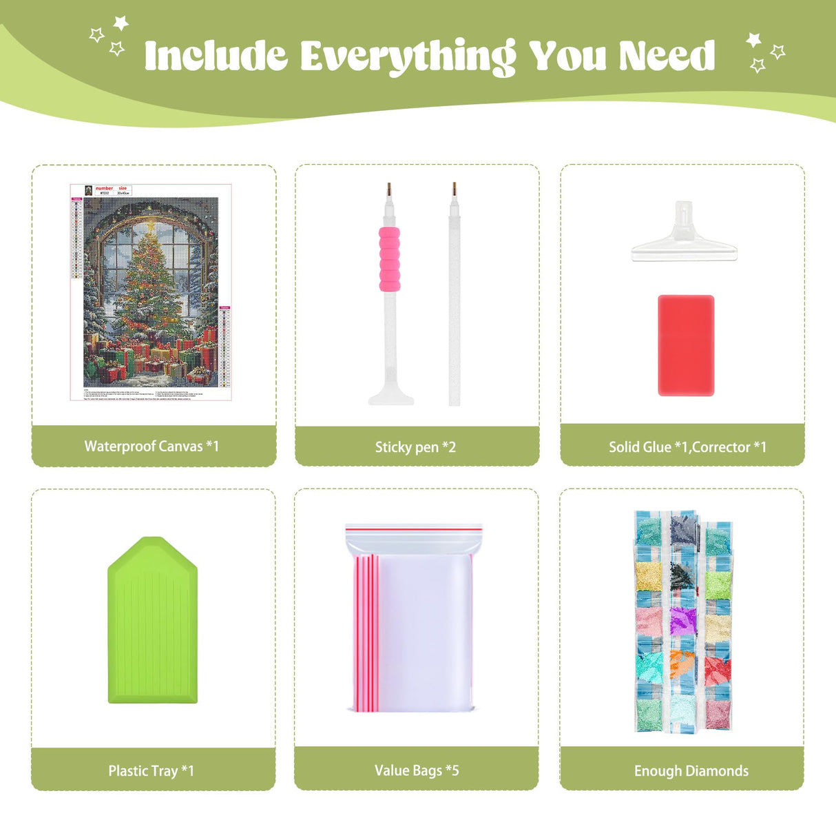 QENSPE Presents Diamond Painting,Diamond Art Kits for Adults,Christmas Tree DIY 5D Round Full Drill Diamond Art for Beginners,Diamond Dots for Adults,Home Wall Decor 12x16 inch QENSPE