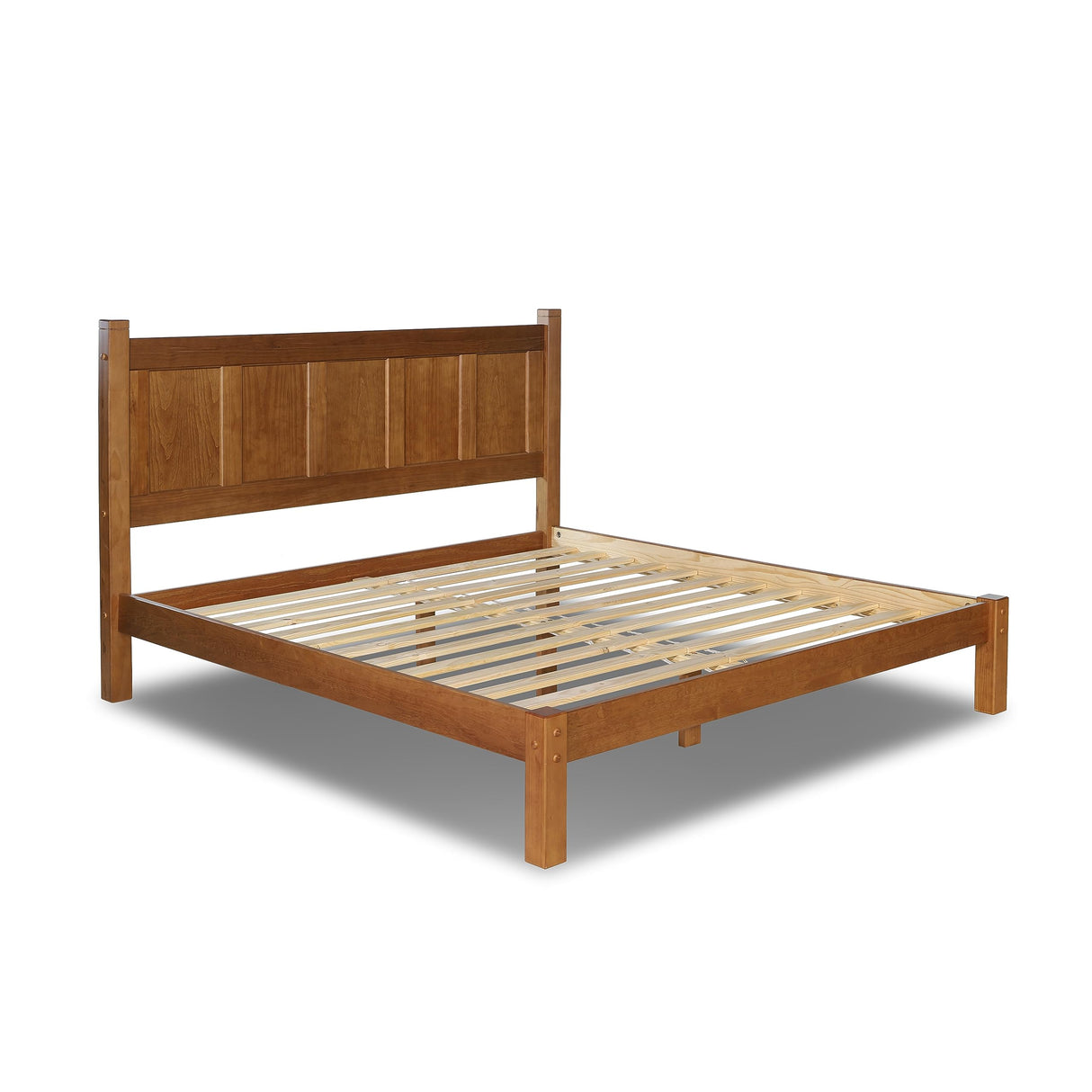 Grain Wood Furniture Shaker Solid Wood Panel Platform Bed, King Size, Walnut Grain Wood Furniture