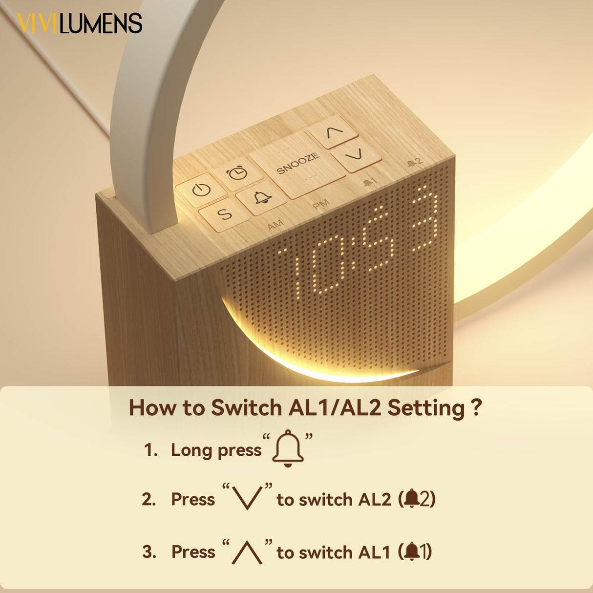 Vivilumens Sunrise Alarm Clock for Heavy Sleepers Adults, Wake-up Light, Sleep Aid 10 White Noise Sound Machines with 30/60/90 Timer, 3 Level Dimmable Touch Table Lamp with Snooze USB Charger Port Vivilumens