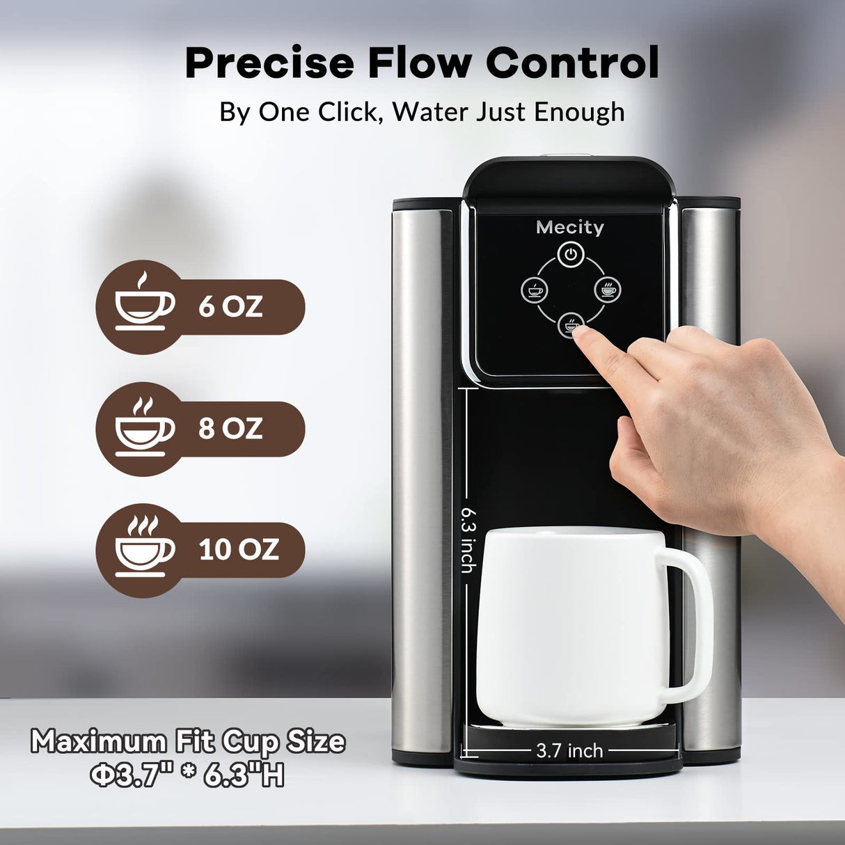 Mecity Coffee Maker 3 in 1 Single Serve Coffee Machine, Compatible with K cup Capsules, Instant Coffee Pot, Tea maker, 6,8,10 Oz Cup, Removable 50 Oz Water Reservoir, 120V 1150W Mecity