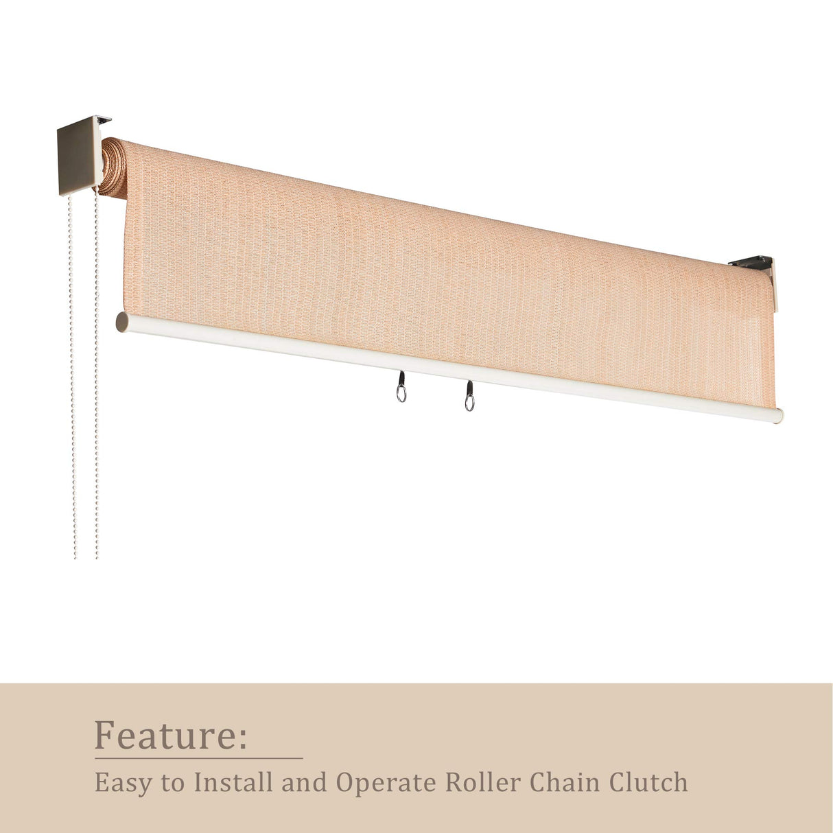 VICLLAX Outdoor Roller Shade, Patio Blinds Roll Up Shade (8' W X 8' L), Wheat VICLLAX