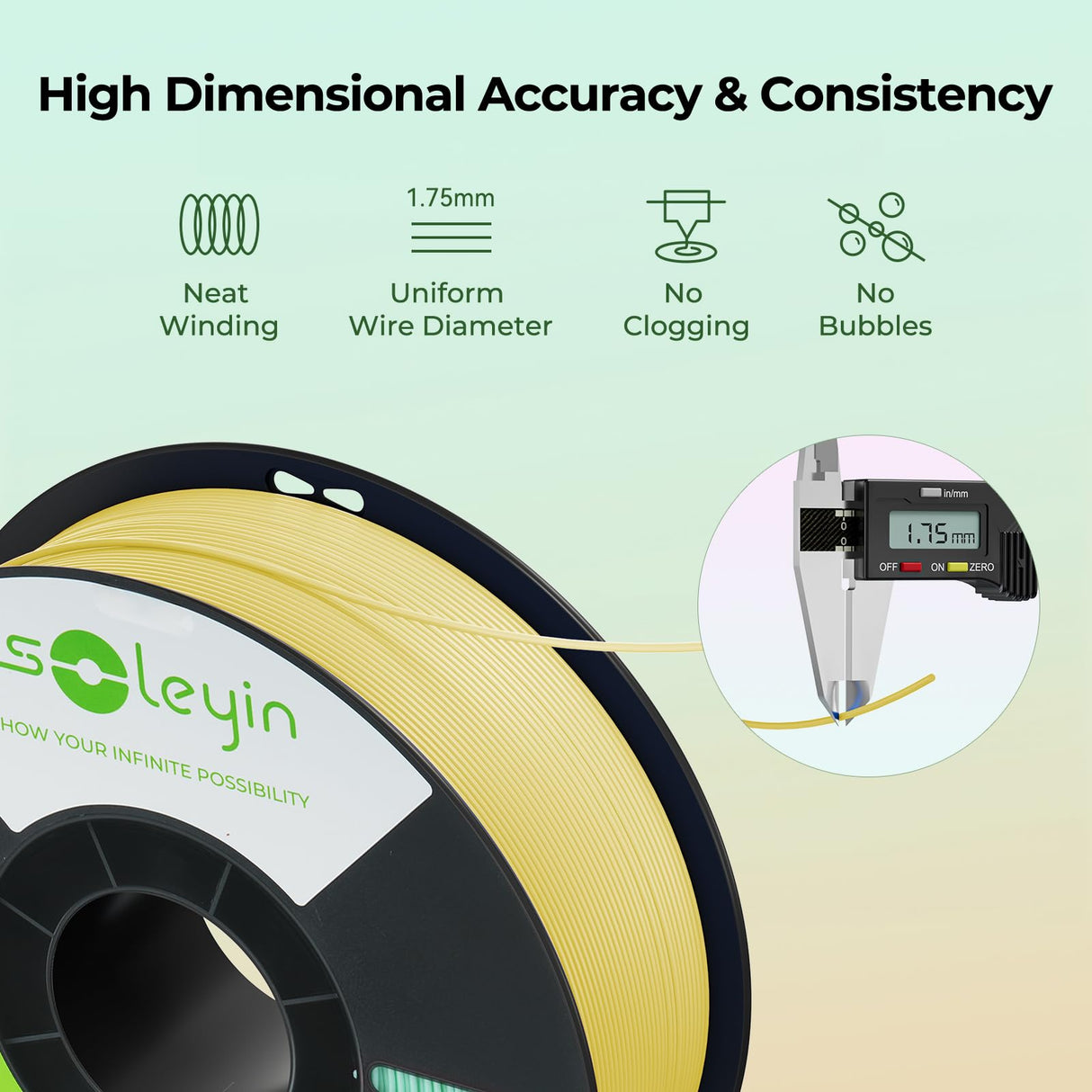 SOLEYIN 3D Printer Filament 1.75mm Ultra PLA Filament High Speed 30-300mm/s Accuracy +/- 0.02mm, 1kg Spool (2.2lbs), Fit Most FDM 3D Printer, Soleyin by Creality Filament, PLA Black SOLEYIN