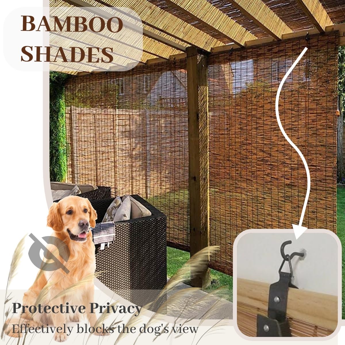 Bamboo Window Blinds 25" 26" 27" 28" 31" 32" 33" 34" 35" 36" 40" 41" 42" 43" 44" 45" 46" 47" 49" 50" 56" 57" 72" Wide, Natural Bamboo Roll Up Curtain Woven Custom Shades Cordless (Size : 36" W x 72" WoodArtSupply