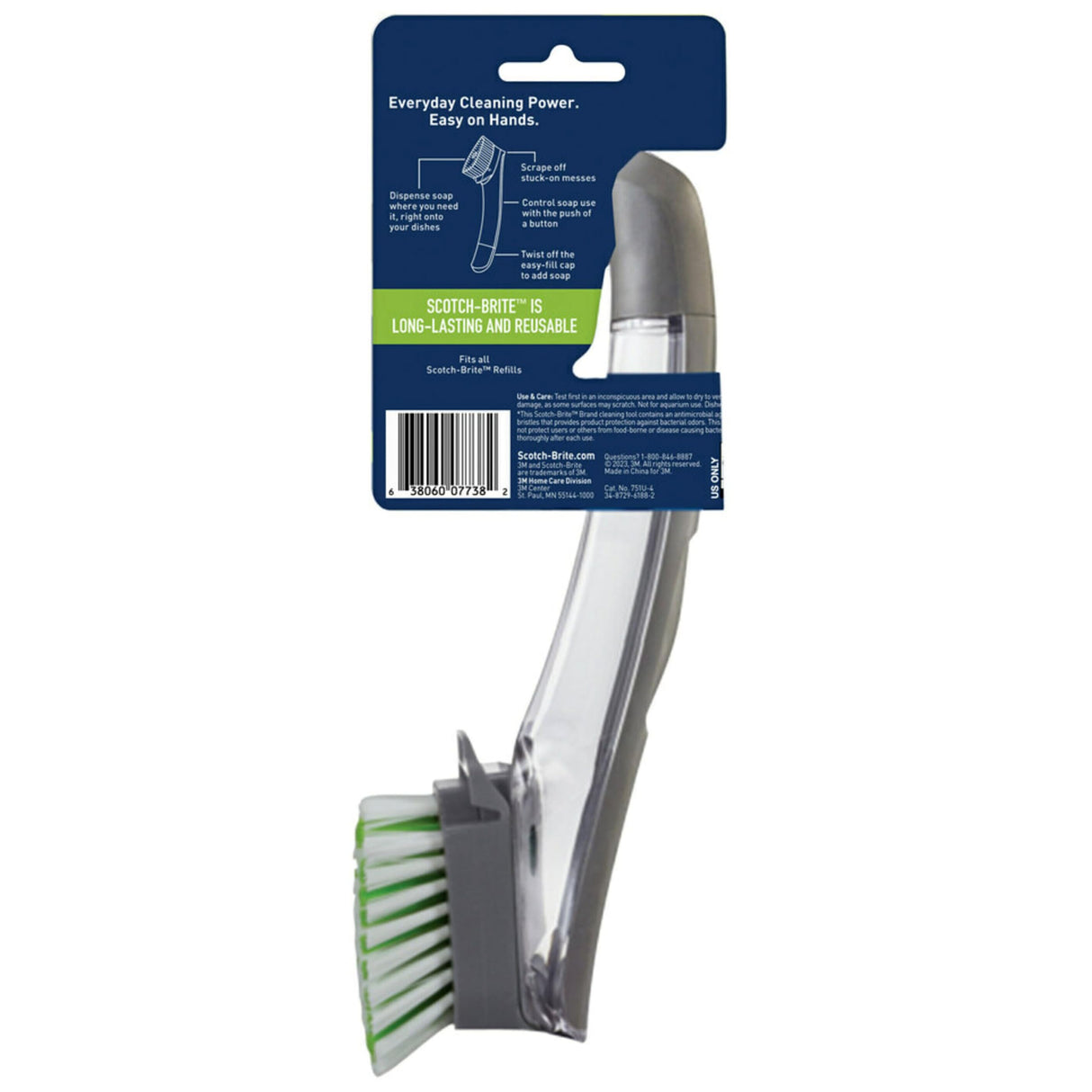 Scotch-Brite Non-Scratch Advanced Soap Control Dish Brush, Dish Scrub Brush, Control Soap With A Button, Long Lasting & Reusable, Dish Scrubber Brush Scotch-Brite