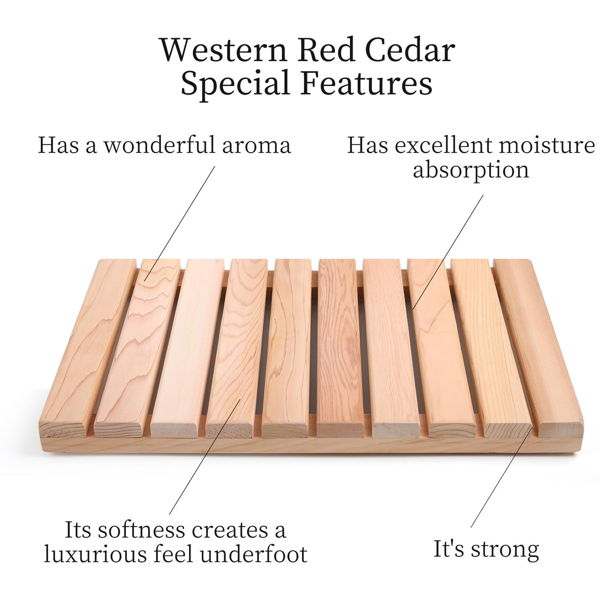 bingaai Cedar Wood Shower Mat, Cedar Wooden Bath Mats, Small Wood Bath Mat 20 x 13 in, Shower Stall Mat Non-Slip for Bathroom Bathtub Spa Sauna Garden Home, Wooden Floor Mat for Indoor and Outdoor bingaai