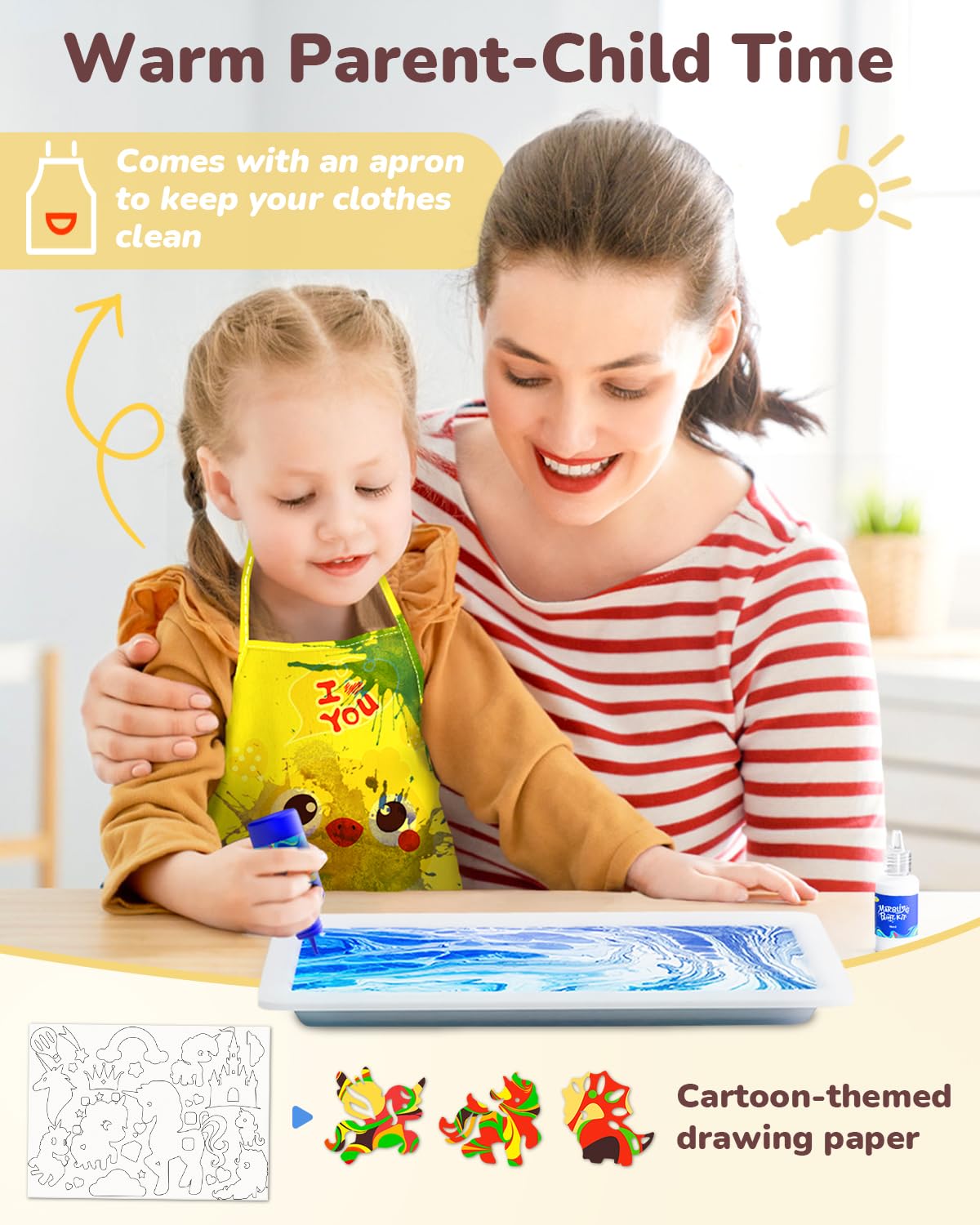 JUPITEARTH 52Pcs Water Marbling Paint Kit, Arts and Crafts for Girls & Boys, Art Supplies for Kids Ages 3-5 4-8 8-12, Marbling Paint for DIY Crafts, Christmas and Birthday Gifts JUPITEARTH