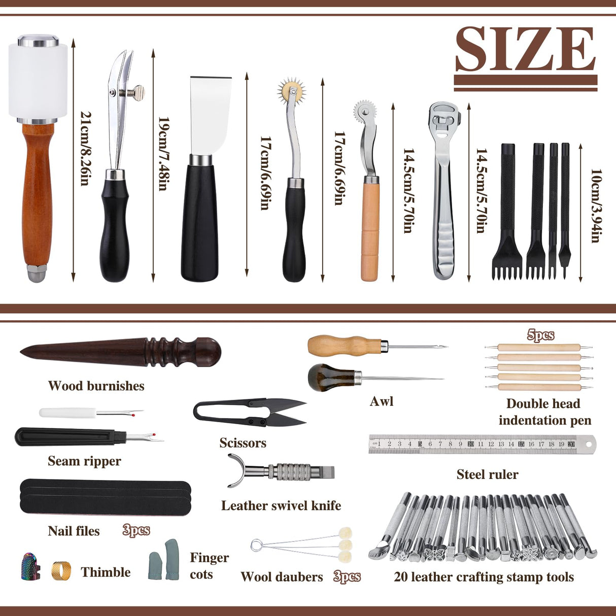 BUTUZE Leather Kit, Leather Tooling Kit, Practical Leather Working Tools with Leather Stamping Tools, Beveler, Groover, Stitching Punch Sewing Thread and Needles - Leather Roll Bag and Manual BUTUZE