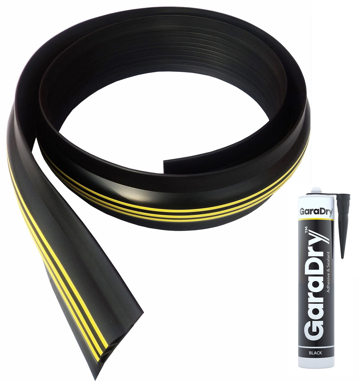 1” High Garage Door Threshold Seal Kit 8'3" Length | Flexible PVC | Complete Kit Includes 1 Adhesive | GaraDry GARADRY