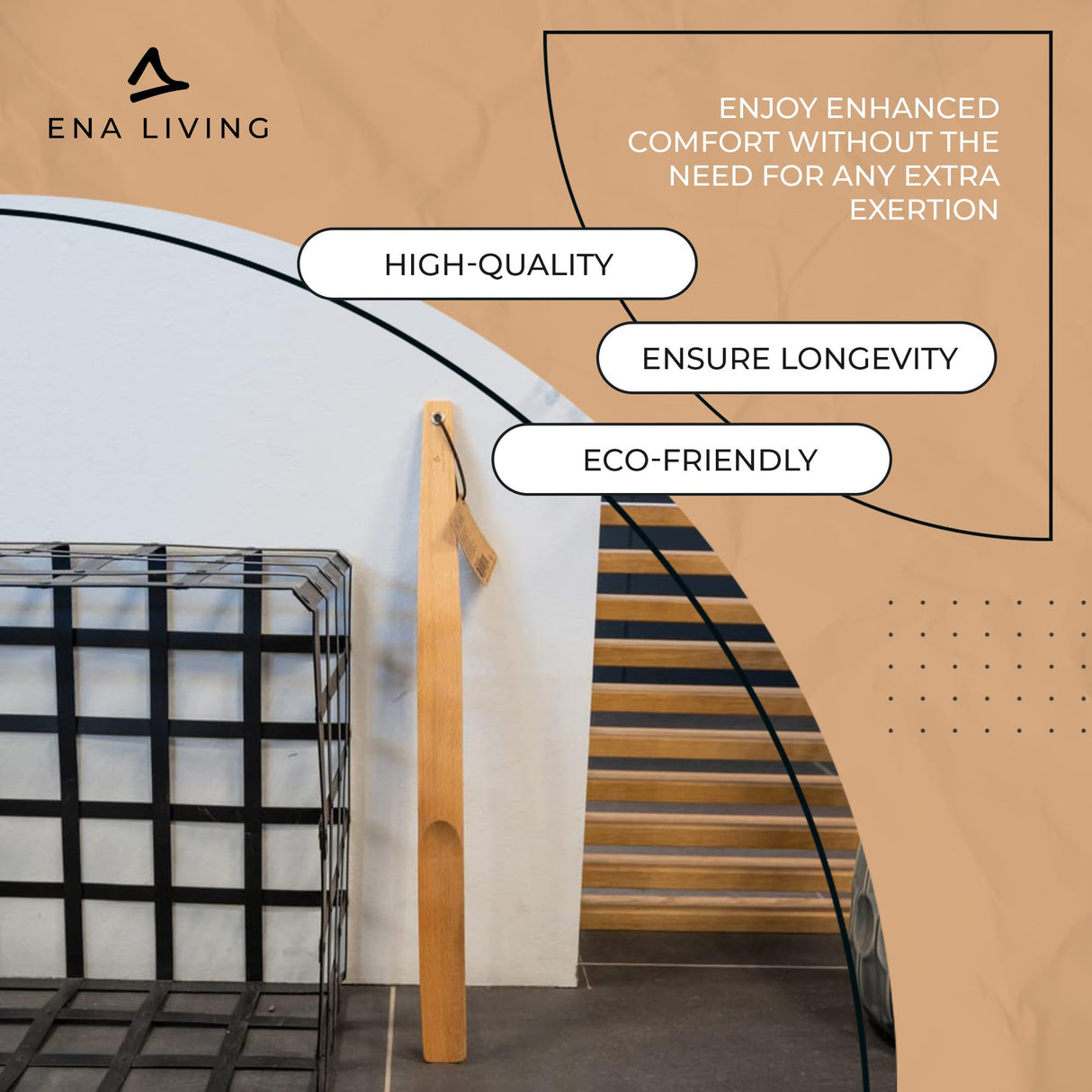 ENA Living Beechwood Shoe Horn, 21.6” Long Handle for Seniors, Smooth & Sturdy, Extra Long Shoe Horn for Your Comfort, Use As A Back Scratcher, Long-Handled Shoe Horn, Long-Lasting Ena Living