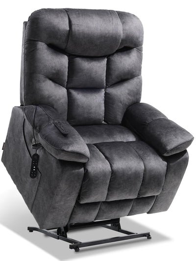 EONIX Oversized Big Man Power Lift Recliner Chair for Elderly with Heat and Massage, 400lbs Dual Motor Lay Flat Electirc Lift Chair with Extended Footrest, SLRY008063, Black