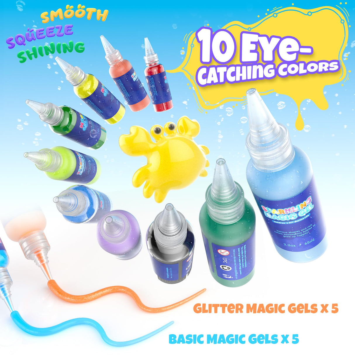 Joyfresh Magic Gel Water Pets Water Elf Toy Kit Squishy Maker with 20 Colors Gel, DIY Fairy Craft for Kids Ages 4-8, Squishy Making Kit Creative STEM Gift with with 20 Magic and 16 Shape Molds Joyfresh