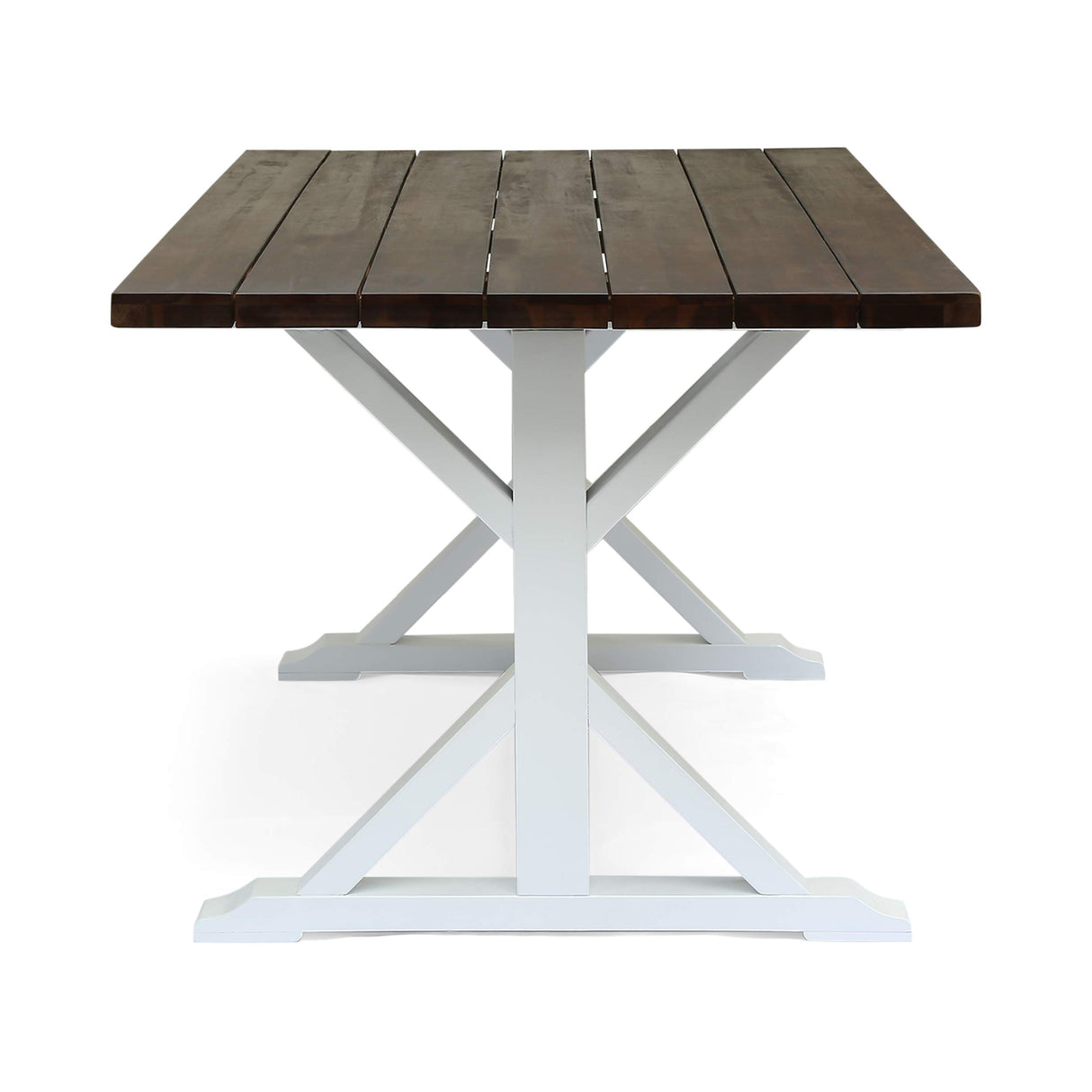 GDFStudio Rustic Farmhouse Acacia Wood Dining Table, Dark Brown and White GDFStudio