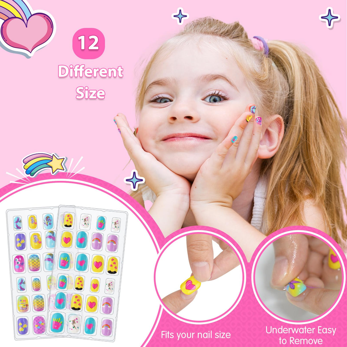 Ylovetoys Kids Nail Polish Set for Girls, Nail Art Kit for Kids Ages 7-12, All-in-One Nail Salon with Nail Dryer & Press On False Nails,DIY Decorative,Non-Toxic Polish,Stickers, Little Girl Gift Toys Ylovetoys