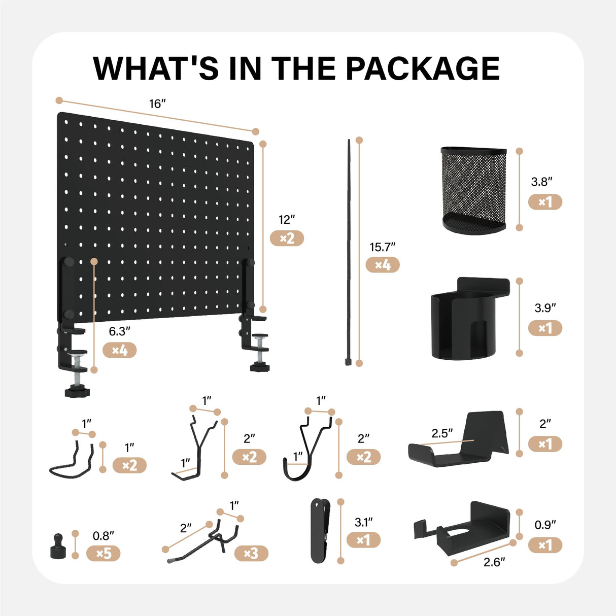 HUHOLE 32 x 12 inch Clamp On Desk Pegboard, Black Metal Desktop Organizer, Desk Accessories for Gaming & Office, Versatile Clamp-On Pegboard for Organization and Storage HUHOLE