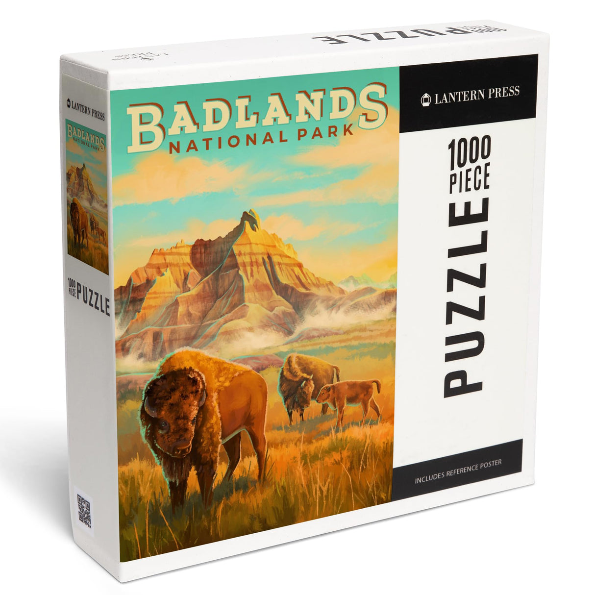 Lantern Press Made in USA Puzzle for Adults - 1000 Pieces, Reference Poster, Premium Box, Badlands National Park, South Dakota, Oil Painting Lantern Press
